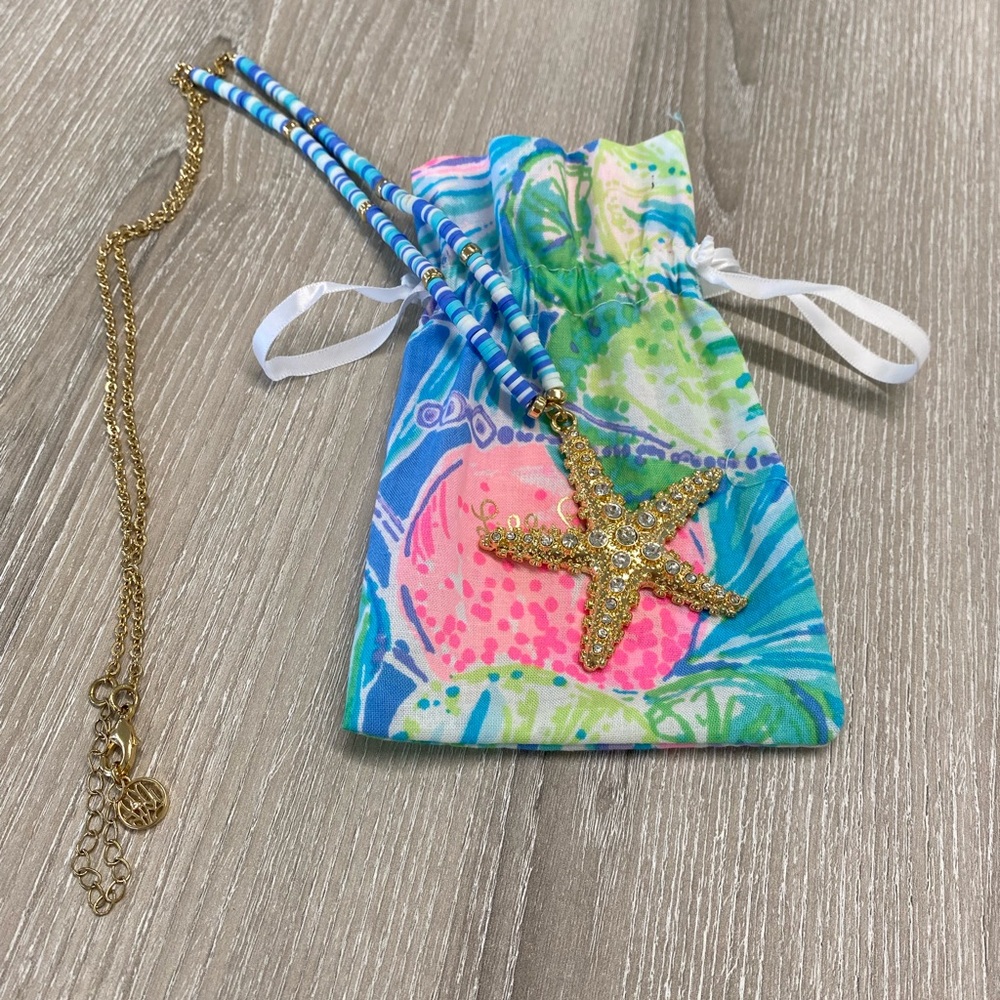 Lilly Pulitzer Starfish Pendant Necklace with Blue Beads